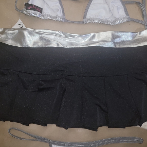 NWT Dreamgirl Sexy Lame Bikini Tri-Top, Thong, & Skirt Lingerie Stripper Set - Picture 11 of 12